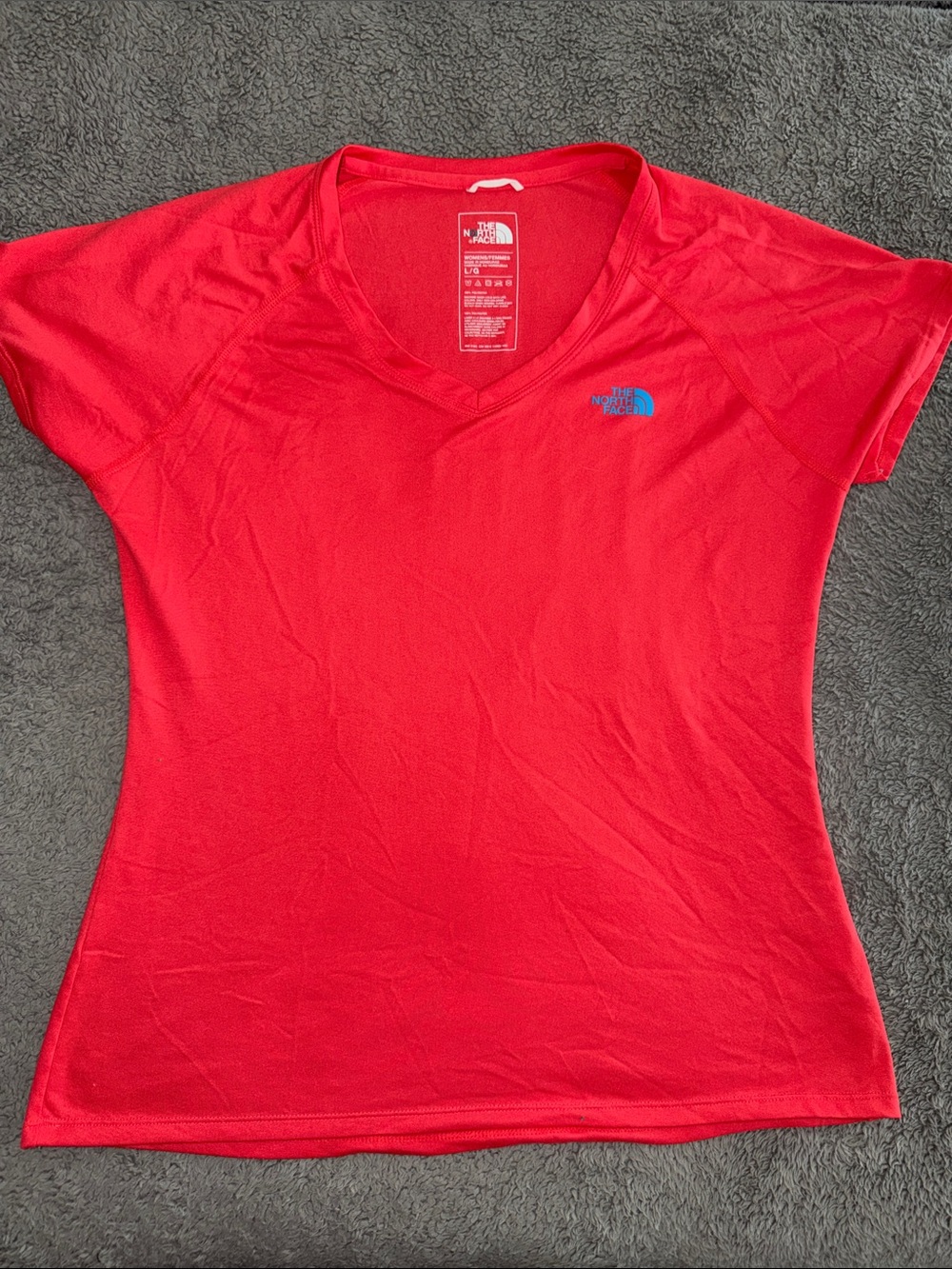 The North Face Women’s Bright Red V-Neck Performance Tee